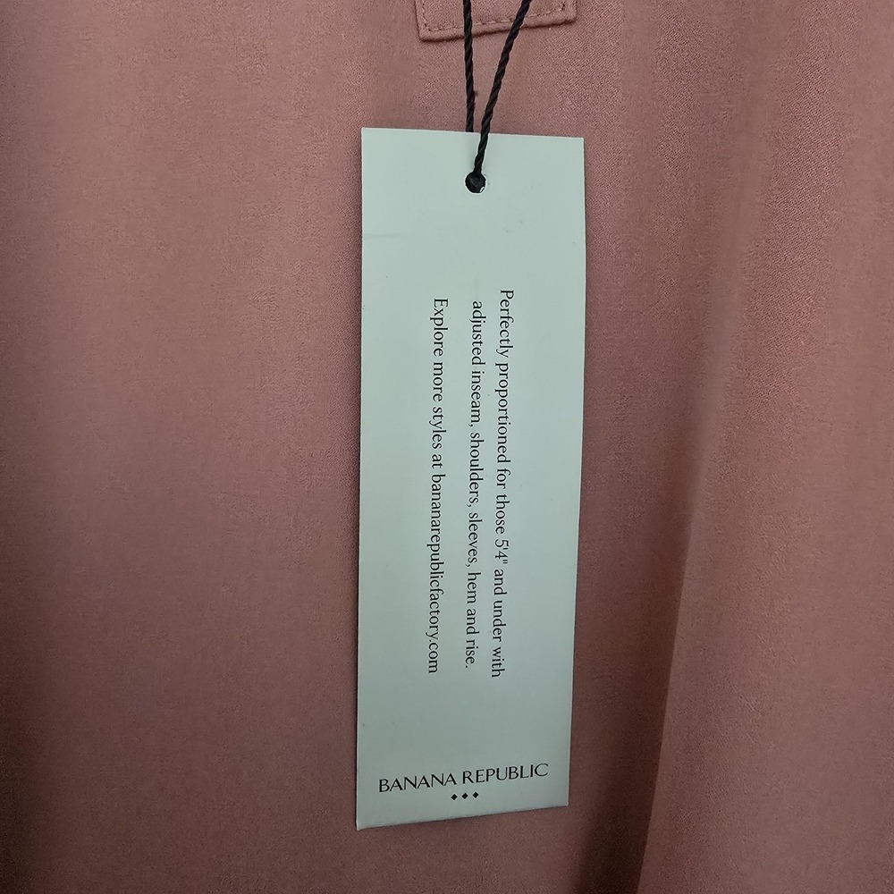 Banana Republic Blouse Women L Petite Pink Amaretti Button V Neck Cap Sleeve Top - Picture 5 of 11